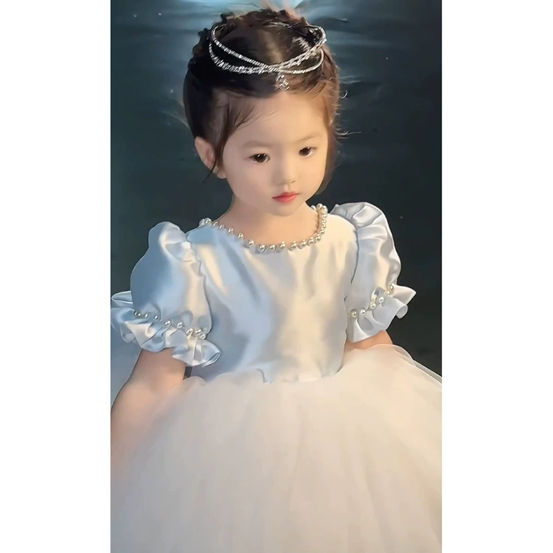 Blue cute small princess costume girl's with bow, Birthday gift, tutu skirt