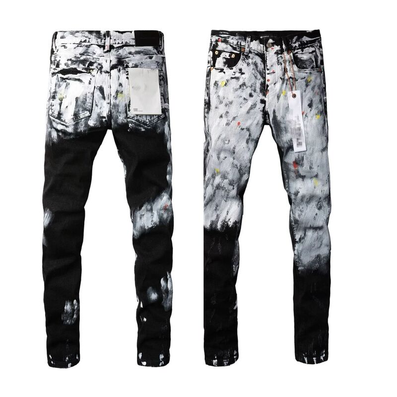 跨境欧美Purple Brand水洗做旧复古jeans破洞痞帅美式直筒牛仔裤|undefined
