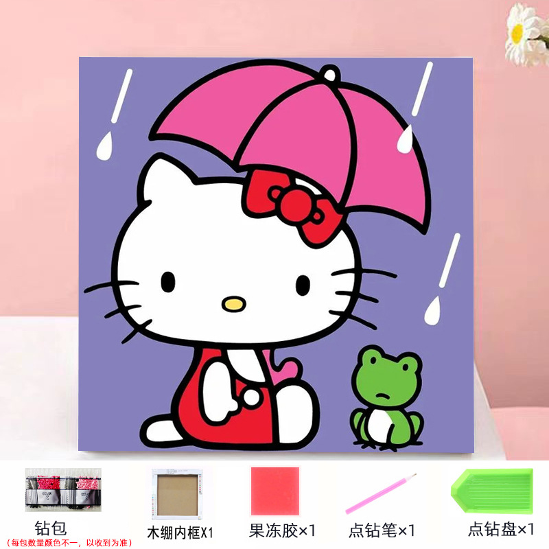 Envío gratis 20 * 20diy pintura de mampostería pintura de diamantes dibujos animados para niños anime pintura decorativa hecha a mano Kuromi con marco