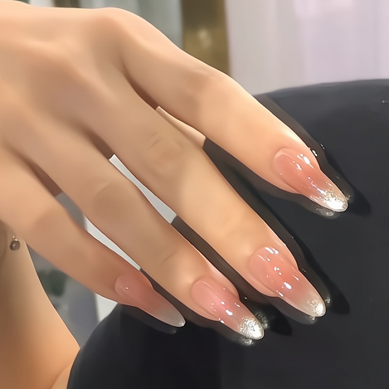 Sparkling Cat-Eye Handmade Nail Art Blush Gradient Whitening Effect Gentle Elegant Gradient Pink Nail Stickers