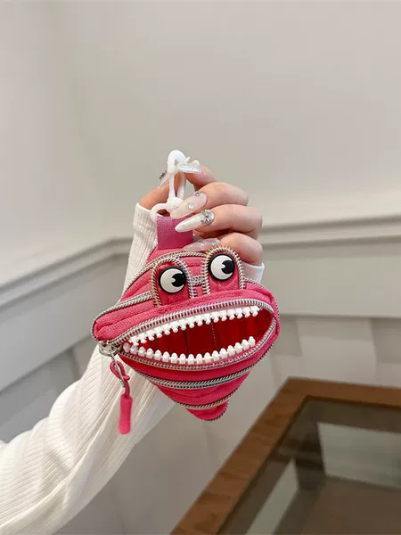 New Trendy Personality Monster Zipper Creative Coin Key Lipstick Earphone Charm Mini Cute Compact Pendant