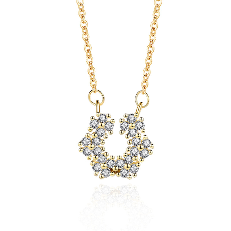 Collar de copo de nieve transfronterizo europeo y americano de moda para mujer nueva plata esterlina s925 Diamante incrustado circón Flor de hielo Cadena de clavícula Accesorios