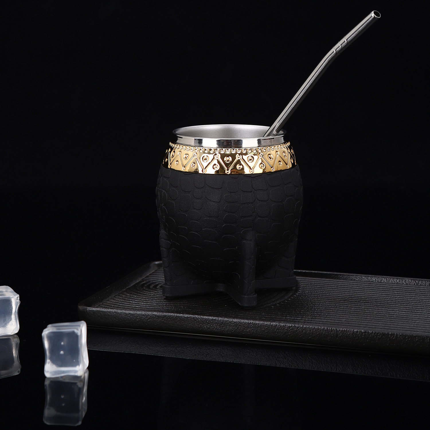 Copa Amazon 304 de acero inoxidable Madai con paja, textura de caparazón de tortuga, taza de cáscara de huevo, taza de aislamiento argentino creativo