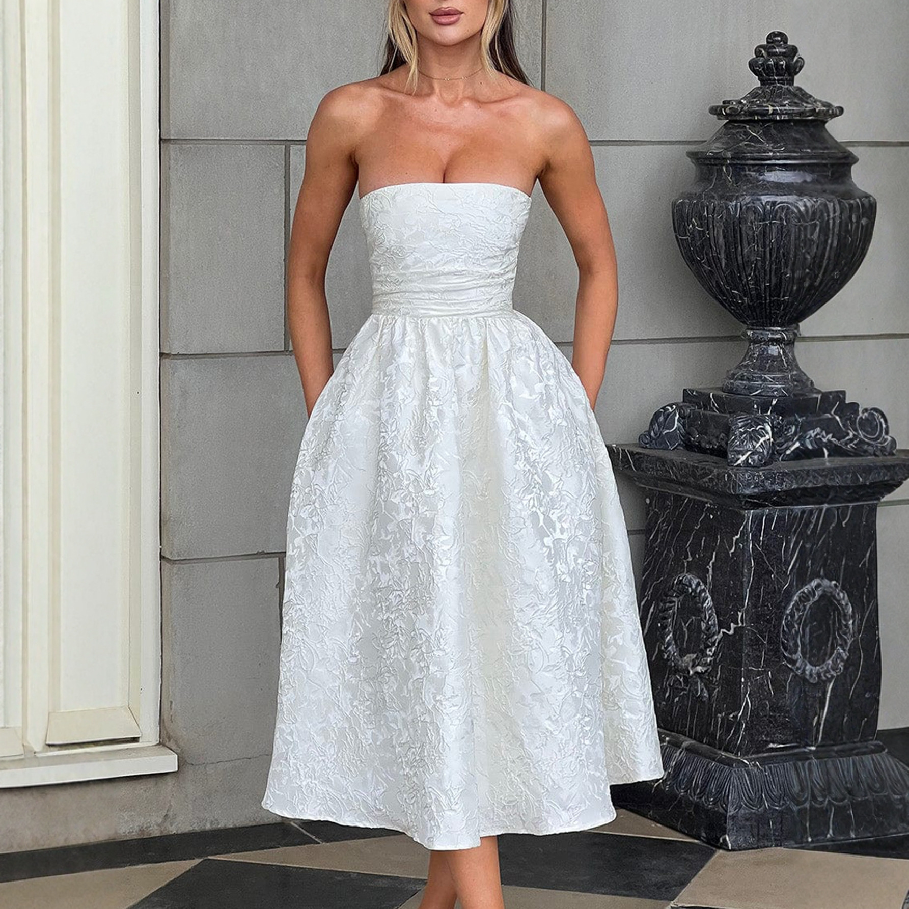 New Cross-Border European and American Party Evening Dress Lady Style Tube Top Dress Women's Clothing 2025 Spring and Summer Amazon Foreign Trade