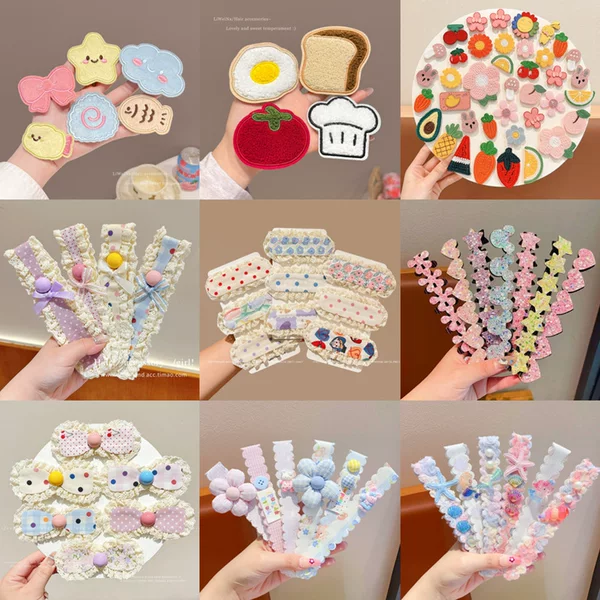 Cute cartoon star bow adhesive hair clip, sweet girly style bangs clip, hair tidying accessory for children, no-trace hair accessory