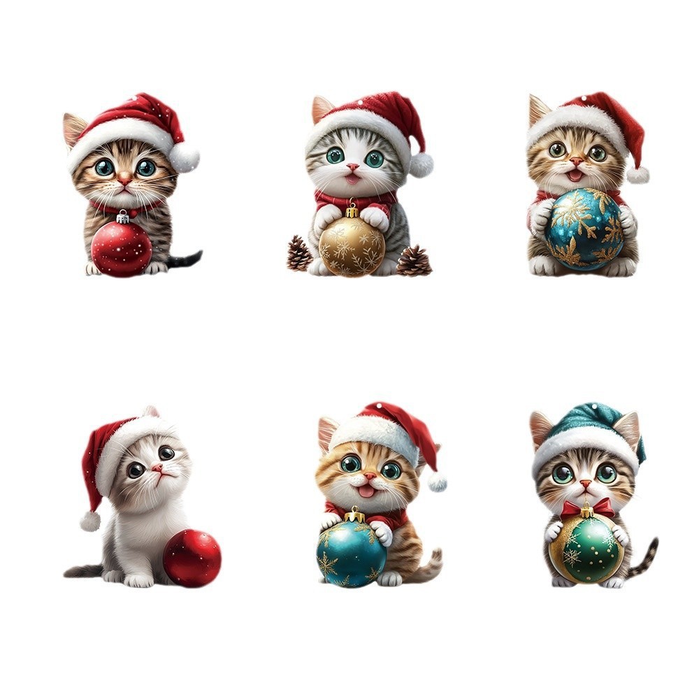 Nuevos productos transfronterizos creativos adorables gatos automóviles colgantes acrílicos sombreros planos de Navidad gatos decoraciones de árbol de Navidad