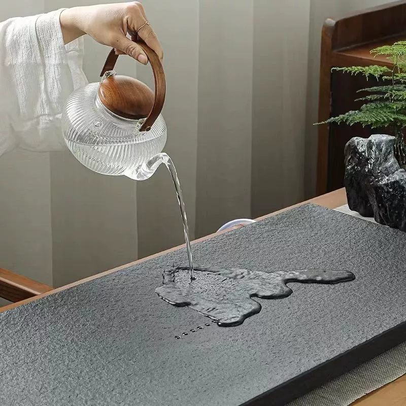 Чайный поднос Stone Kung Fu Tea Black Gold Stone, цельный чайный столик, современный чайный поднос, встроенный домашний чайный сервиз, простой каменный набор.