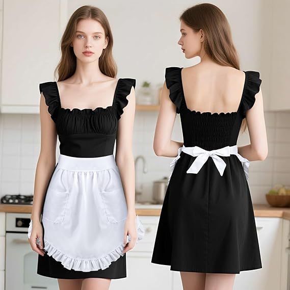 Cross-Border Exclusive Women's Apron with Pockets, Cute Dress Suitable for Kitchen Cooking, Restaurant Party