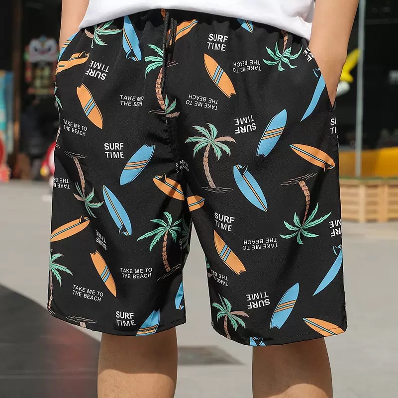 Summer Beach Shorts for Men, Thin Quick-Dry Oversized Five-Point Shorts, Large Casual Sports Printed Shorts, Loose Fit