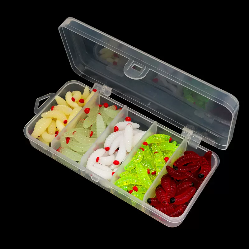 工厂批发红头面包虫100粒/盒套装路亚蠕虫假饵鱼饵仿生软饵蛆