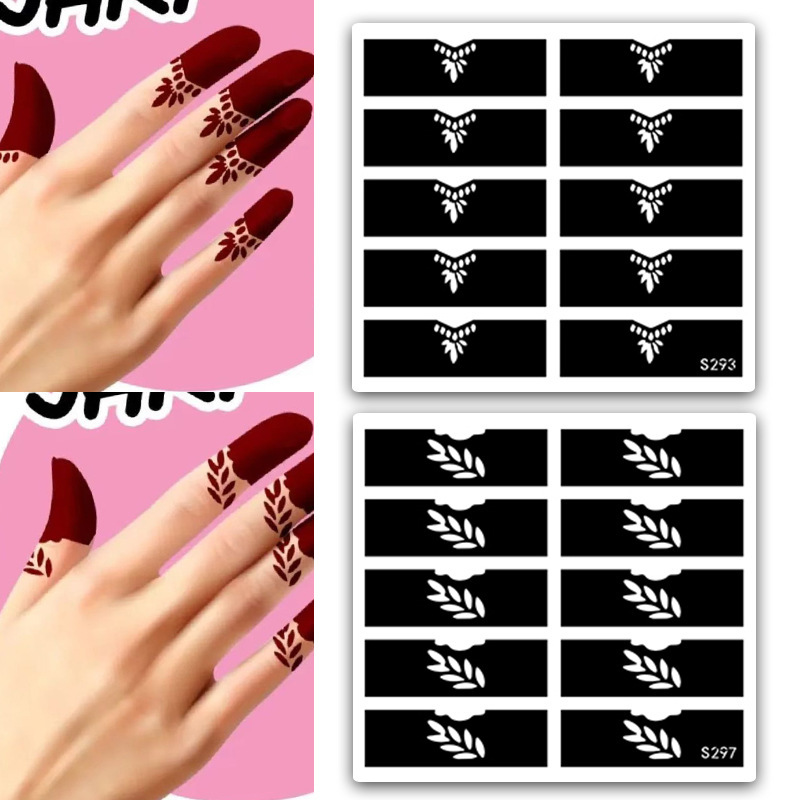 Cross-Border Henna Tattoo Finger Hollow Template Half Henna DIY Henna Temporary Graffiti Body Painting Sticker