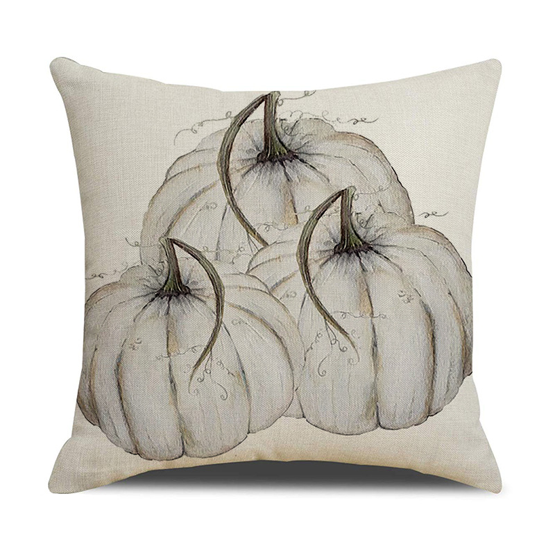 Autumn Thanksgiving Throw Pillow Cover Home Sofa Cushion Cover Linen Printing Harvest Pumpkin Throw Pillow_voghion.com