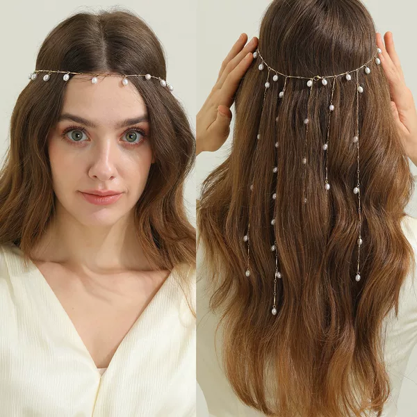 Pearl Tassel Hair Chain, Fairy-Like Braided Hair Headdress, Chain Hairband, Bohemian Style Hair Accessories, Super Fairy Headdress
