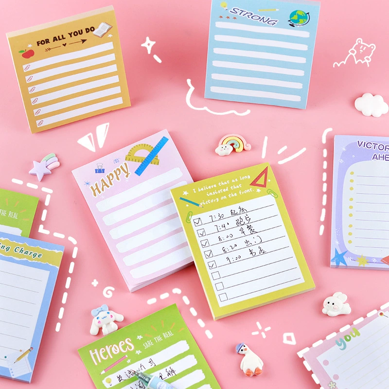 Трансграничный Творческий список Post-It Notes Заметки в виде сердца милой девушки Творческий мультфильм Слеза и паста логотип