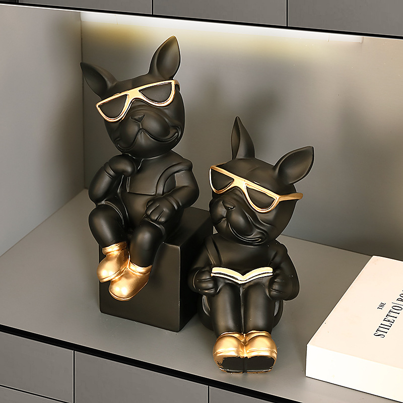 Sujetalibros Decorativo de Perro de Resina Hecho a Mano para Escritorio y Estantería