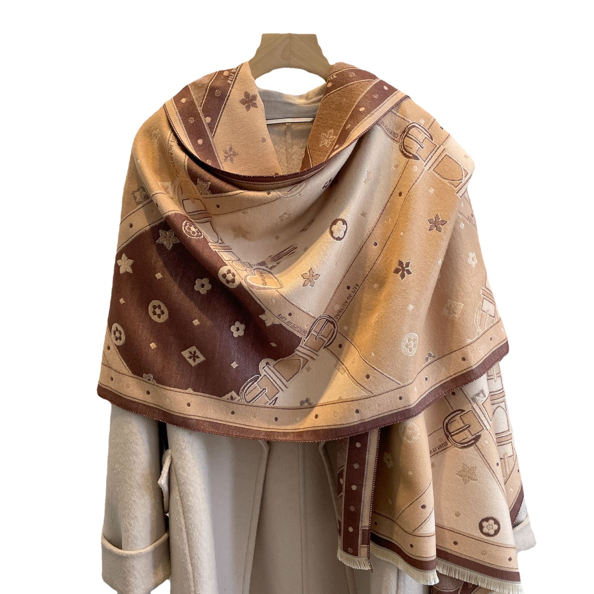 Luz de lujo estilo coreano Otoño e Invierno nueva bufanda de Cachemira de doble cara moda chal exterior cálido largo bufanda engrosada para las mujeres