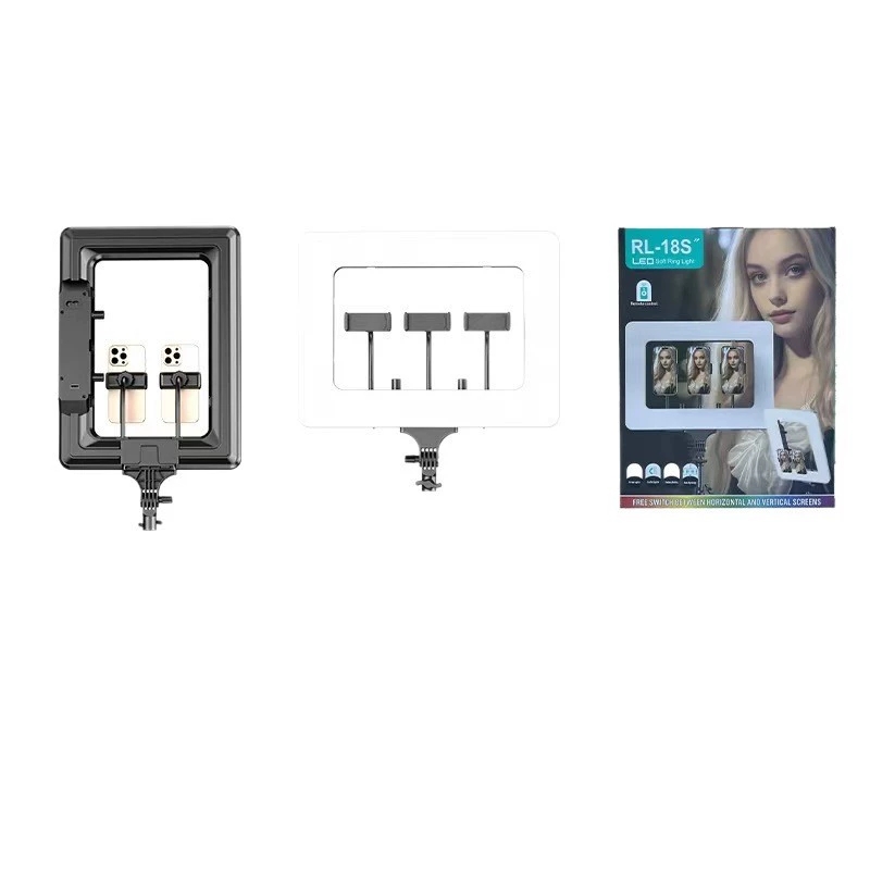 Cross-border RL18S photography three-camera three-color temperature anchor fill light square multi-camera live light beauty soft light