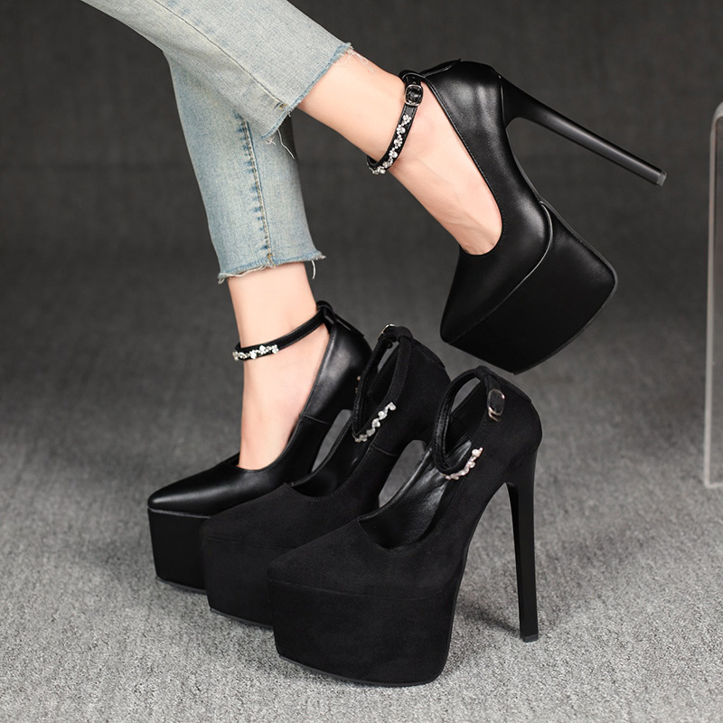 Exquisite One-Line Buckle T-Stage Catwalk Style Thick-Soled 2025 Summer New Women's Shoes Waterproof Platform Shoes 18cm High Heels