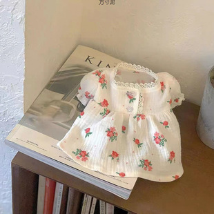 Floral Dress Pet Clothing Maltese Pomeranian Dog Clothes Cat Clothes Winter Cute Ins Wholesale