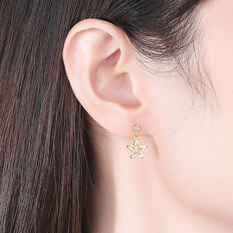 S925 plata esterlina estrella borla pendientes de moda pendientes huecos accesorios creativos europeos y americanos transfronteriza nueva venta al por mayor