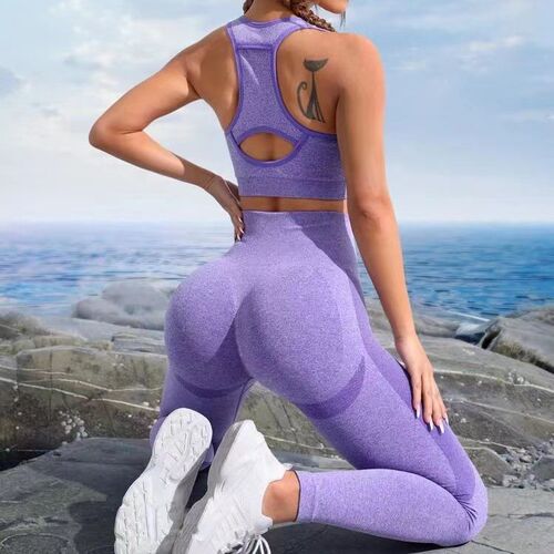 Cross-border seamless yoga pants high-waisted butt-lifting yoga set running training fitness sportswear
