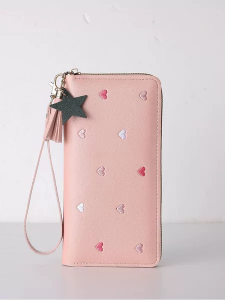 New Fashion Tassel Long Large Capacity Card Bag Zipper Clutch Bag Women Coin Purse Mobile Phone Bag