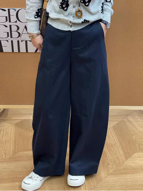 2025年秋装新款胖mm大码女休闲设计感松紧腰宽松气质显瘦阔腿裤|undefined