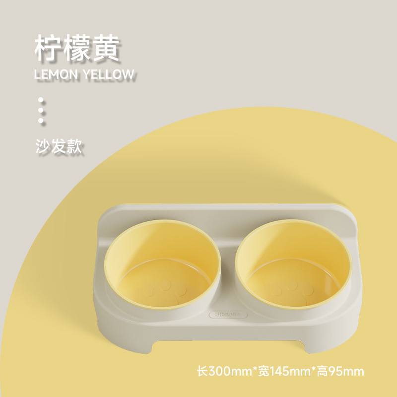 Tazón para gatos, protección del medio ambiente, lavabo para gatos, tazón de arroz para gatos, tazón doble, boca inclinada, tazón para perros, tazón de agua potable, tazón de alimentación, protección de la columna cervical, anti-volcado