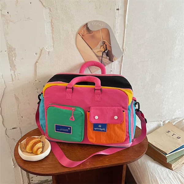 Short-Distance Travel Bag, Yoga Bag, Single-Shoulder Crossbody Sports Fitness Bag, Color-Blocking Storage Luggage Bag, Travel Bag