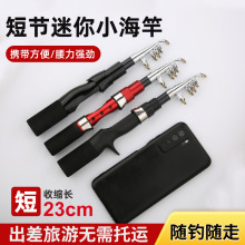 厂家批发迷你海杆超短海杆便携式海竿新款1.15米袖珍鱼竿跨境鱼竿