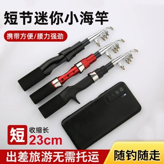 厂家批发迷你海杆超短海杆便携式海竿新款收缩23公分袖珍鱼竿套装