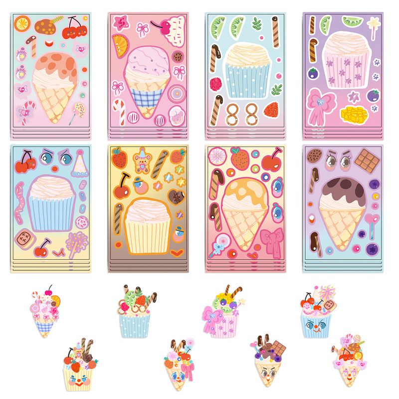 Toy Puzzle Stickers Cartoon Color Cake Make a face Stickers Handicraft Waterproof Decoration Stickers