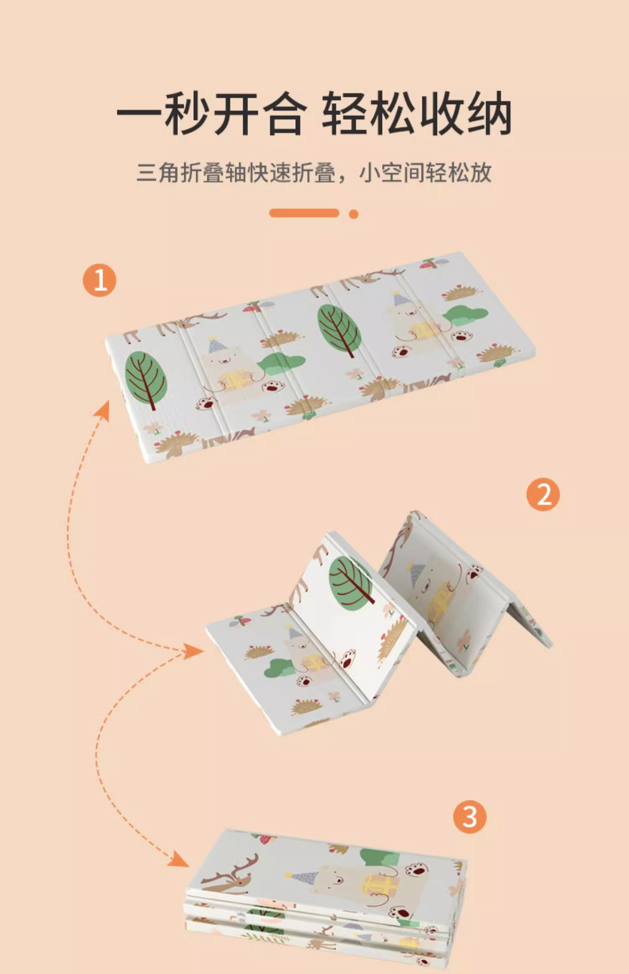 Wholesale children's climbing mat thickened cartoon foam mat game mat XPE baby crawling mat folding double-sided