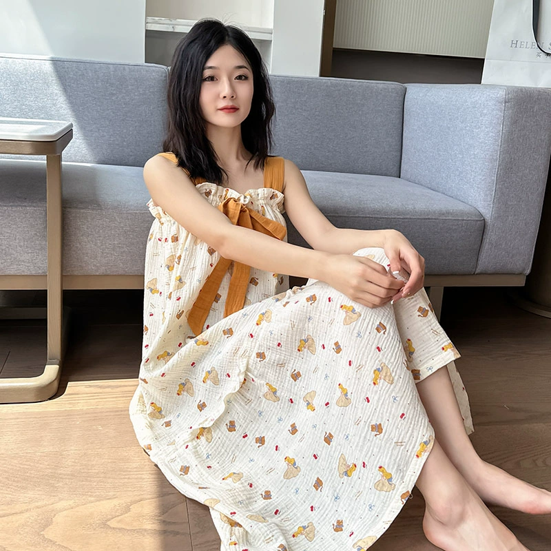 Летнее хлопковое slip dress, тонкая пижама для мамы, большой размер, свободный крой