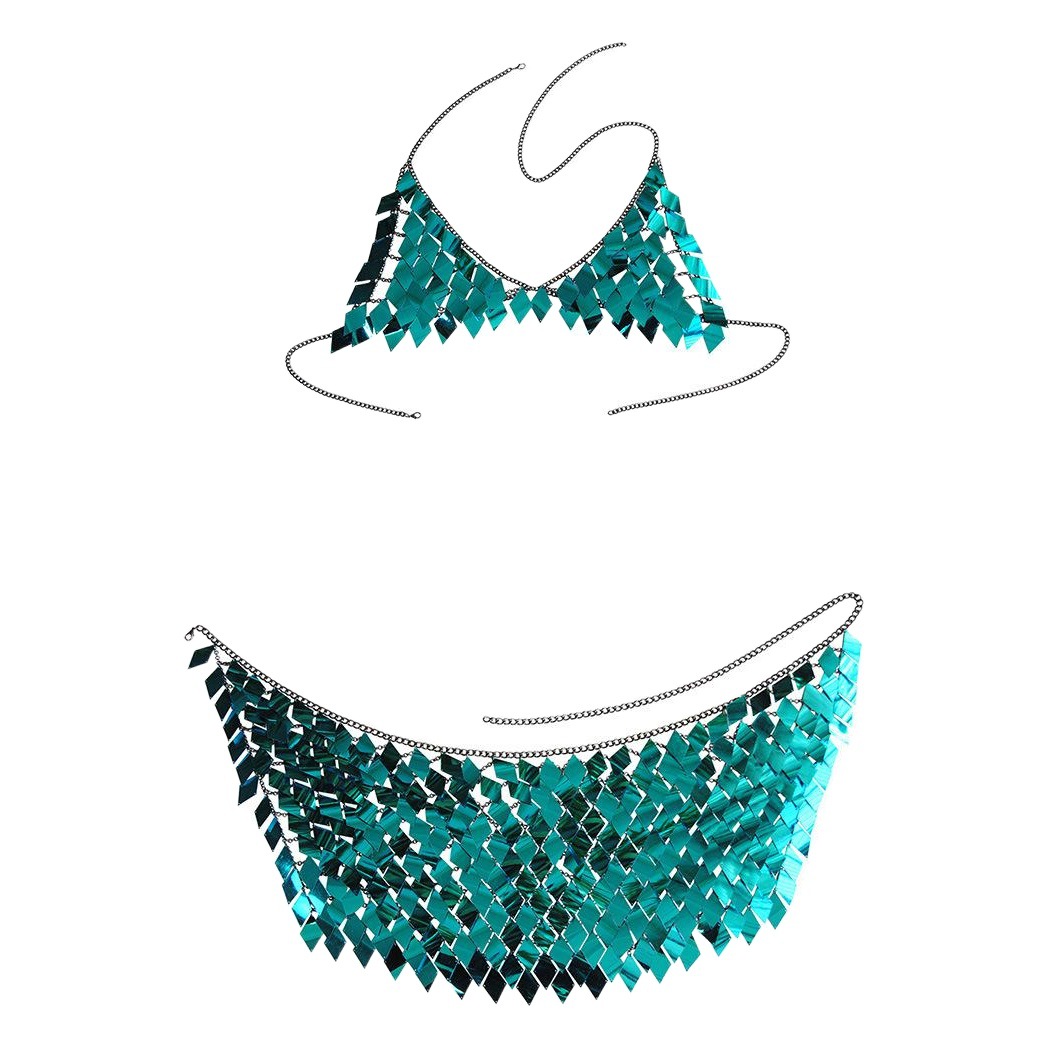 Joyería transfronteriza europea y americana nuevos accesorios borla multicapa cuerpo lentejuelas sujetador cadena traje sexy collar cuerpo cadena