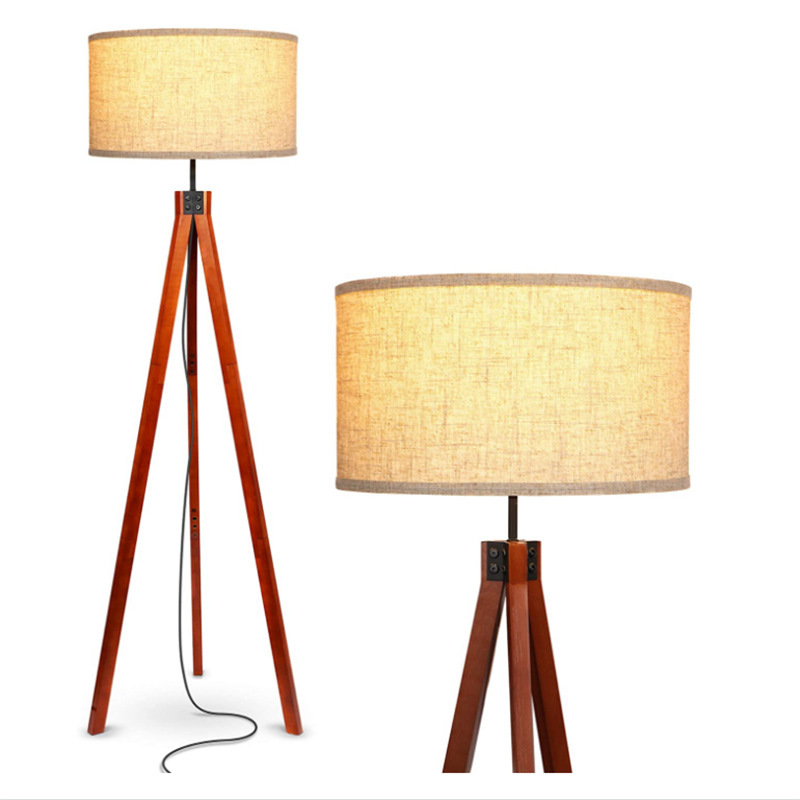 Nordic Floor Lamp Bedroom Solid Wood Tripod Fashion Retro Bohemian Easel Standing Lamp Cross Border Amazon