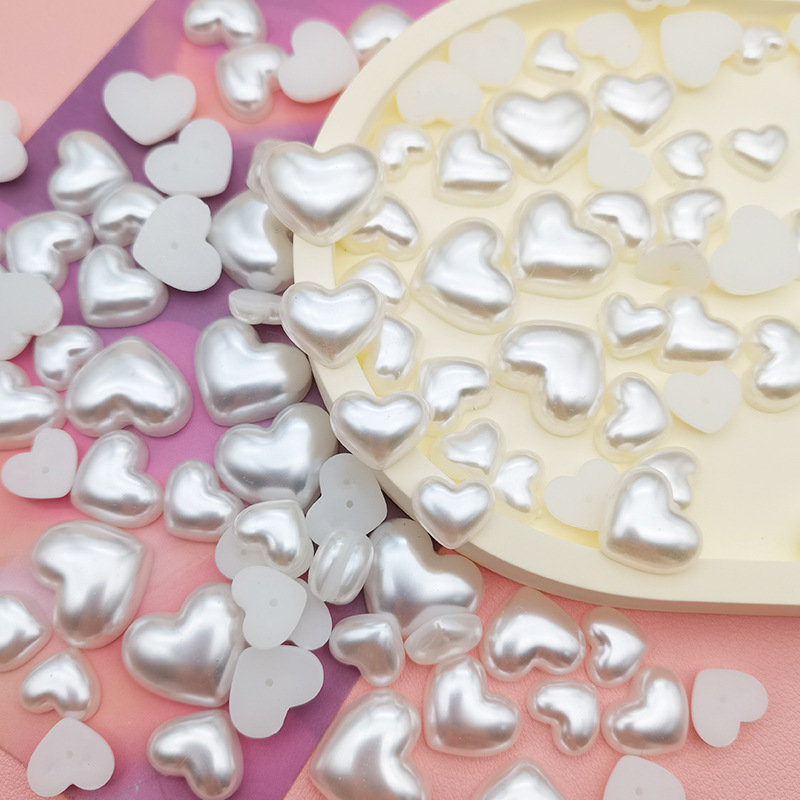 ABS imitation shell pearl diy half face love pearl jewelry accessories flat peach heart clothing buttons auxiliary accessories accessories