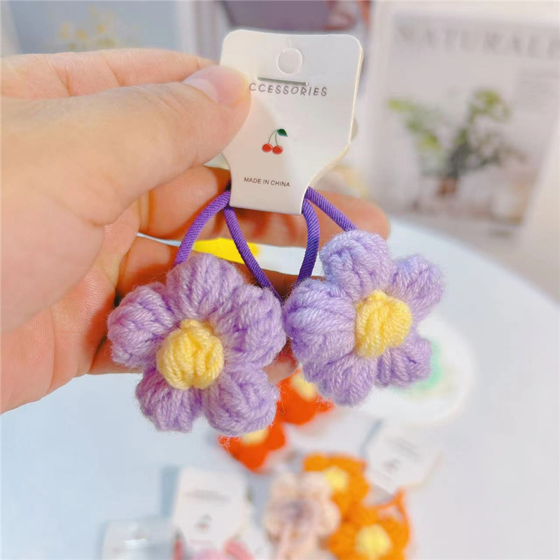 20g Weight Hair Tie Hair Accessories Type 1 Piece Quantity Street Occasion yarn Material Flower Pattern Women'S Gender Classic Style Style Classic Style Flower Yarn Hair Tie 4