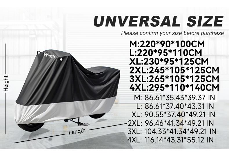 Customized Motorcycle Cover Rainproof, Sunproof and Dustproof Cover 210D Motorcycle Cover Full Coverage Factory Wholesale