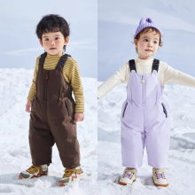 品牌宝宝羽绒背带裤冬季新款男女童加厚保暖三防羽绒裤儿童保暖裤