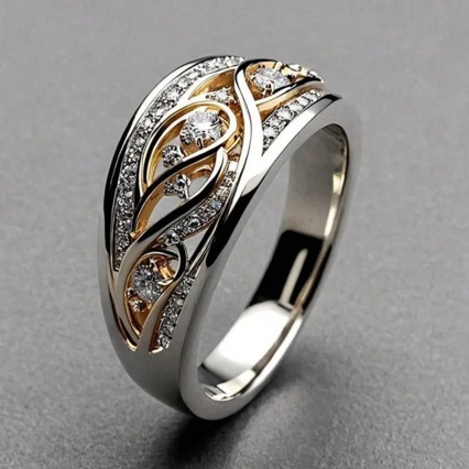 Hong Kong and Macau Cross-Border Light Luxury Fashion Palace-Style Patterned Zircon Ring with Trendy Design, European and American Live Streaming Supply