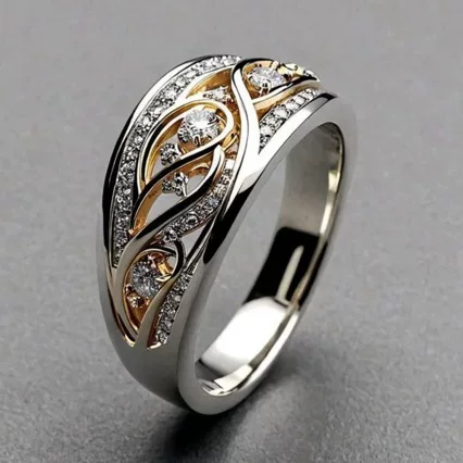 Hong Kong and Macau Cross-Border Light Luxury Fashion Palace-Style Patterned Zircon Ring with Trendy Design, European and American Live Streaming Supply