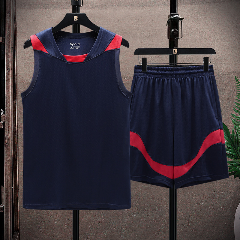 Verano delgado secado rápido pantalones cortos de manga corta deportivos casuales chaleco de fitness traje de baloncesto set camiseta sin mangas de hielo hombre