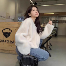 2024特价环保水貂皮草外套女短款冬季新款小个子皮毛一体貂皮毛绒