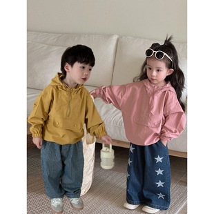 Wheatfield Season 2024 Spring and Autumn New Children's Clothing Children's Hooded Windbreaker Boys and Girls Jackets Windproof Jackets Windbreakers