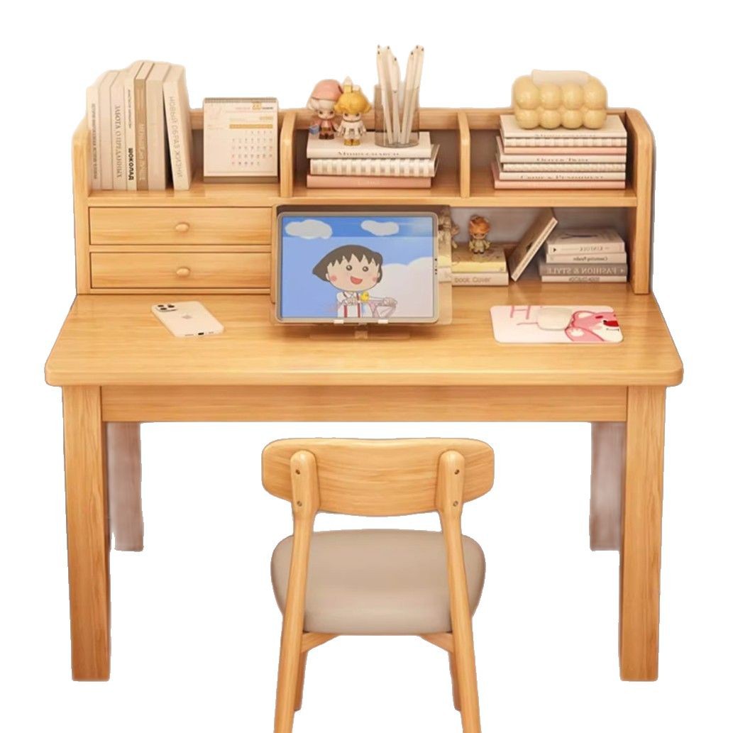 Escritorio de madera maciza, escritorio de estudio de escritura en el hogar para estudiantes, escritorio para computadora, escritorio, banco de trabajo rectangular, mesa pequeña