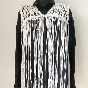 Cross-Border New Beach Vacation Sexy Hand-Crocheted Straps Hollow Long Tassel Bikini Layered Blouse