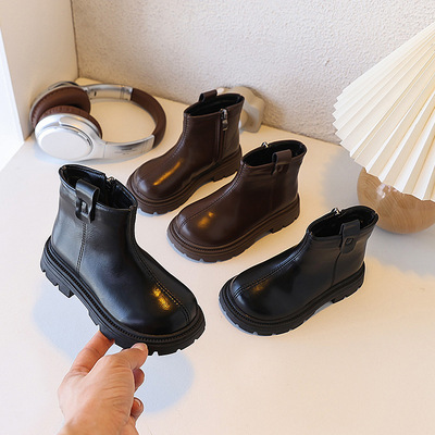 Martens, модные демисезонные детские коричневые ботинки, в корейском стиле