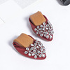 Universal shoes low-cut flat pointed-toe with rhinestones, Spring/Fall 2026 model, Korean style, soft sole, plus size, sizes 41–43