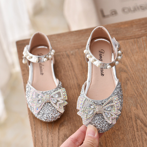  Spring and Autumn Korean Style Girls Casual Dance Shoes Single Shoes Sandals Performance Princess Shoes Small, Medium and Large Children's Baotou Shoes